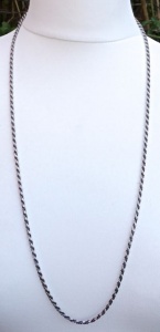 Vintage Italy Sterling Silver Long Rope Twist Chain Necklace